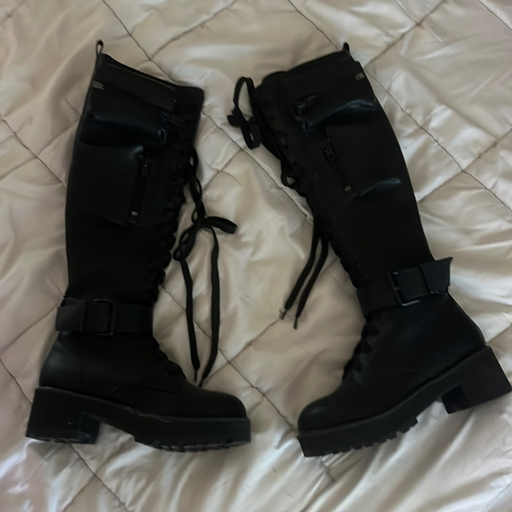 Obsidian Pocket Combat Boots DOLLS KILL